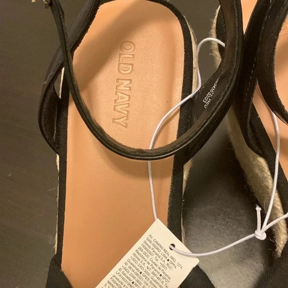 OLD NAVY Knotted Canvas Espadrille Wedge Sandals‎ in Black Jack - Picture 10 of 11